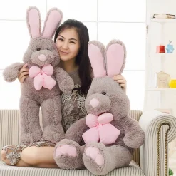 Peluche lapin gris géante