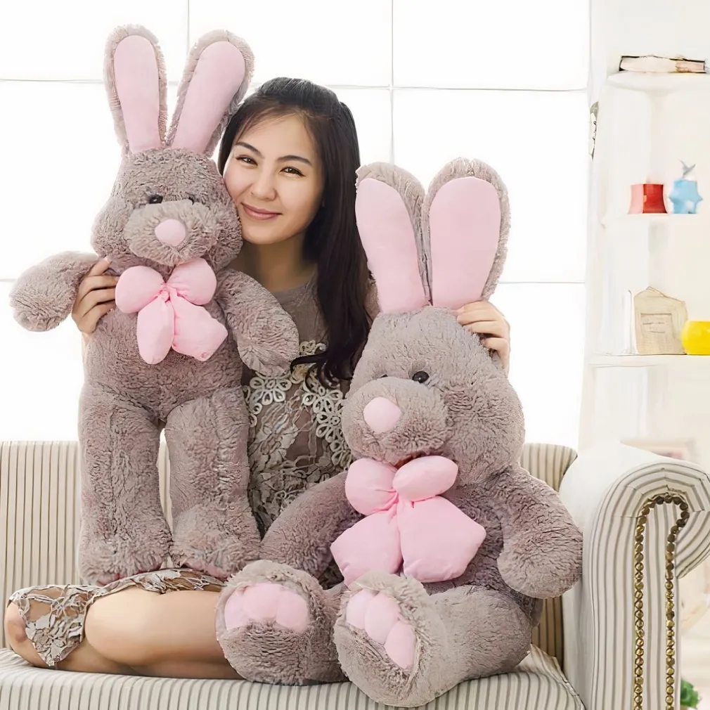 Peluche lapin gris géante