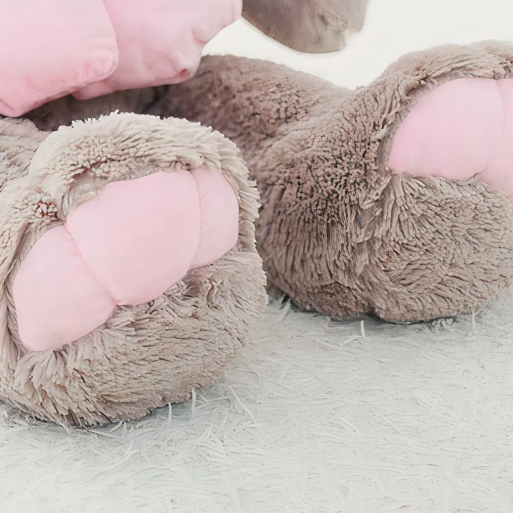 Peluche lapin gris géante