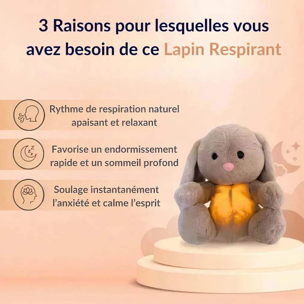 Peluche lapin qui respire avec berceuse apaisante