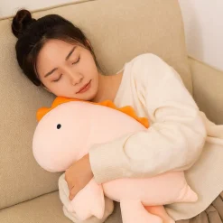 Peluche lestée dinosaure rose