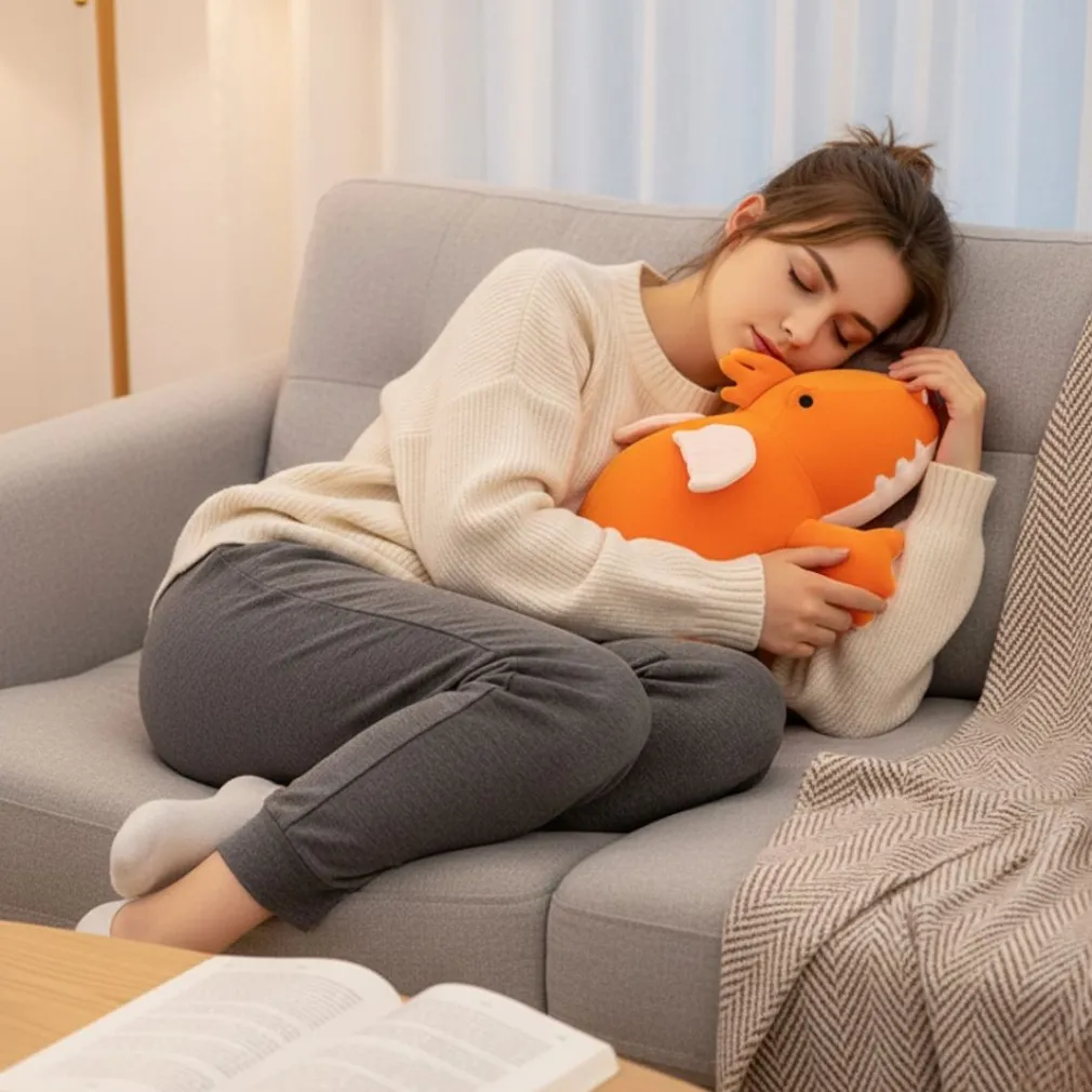 Peluche lestée dragon orange