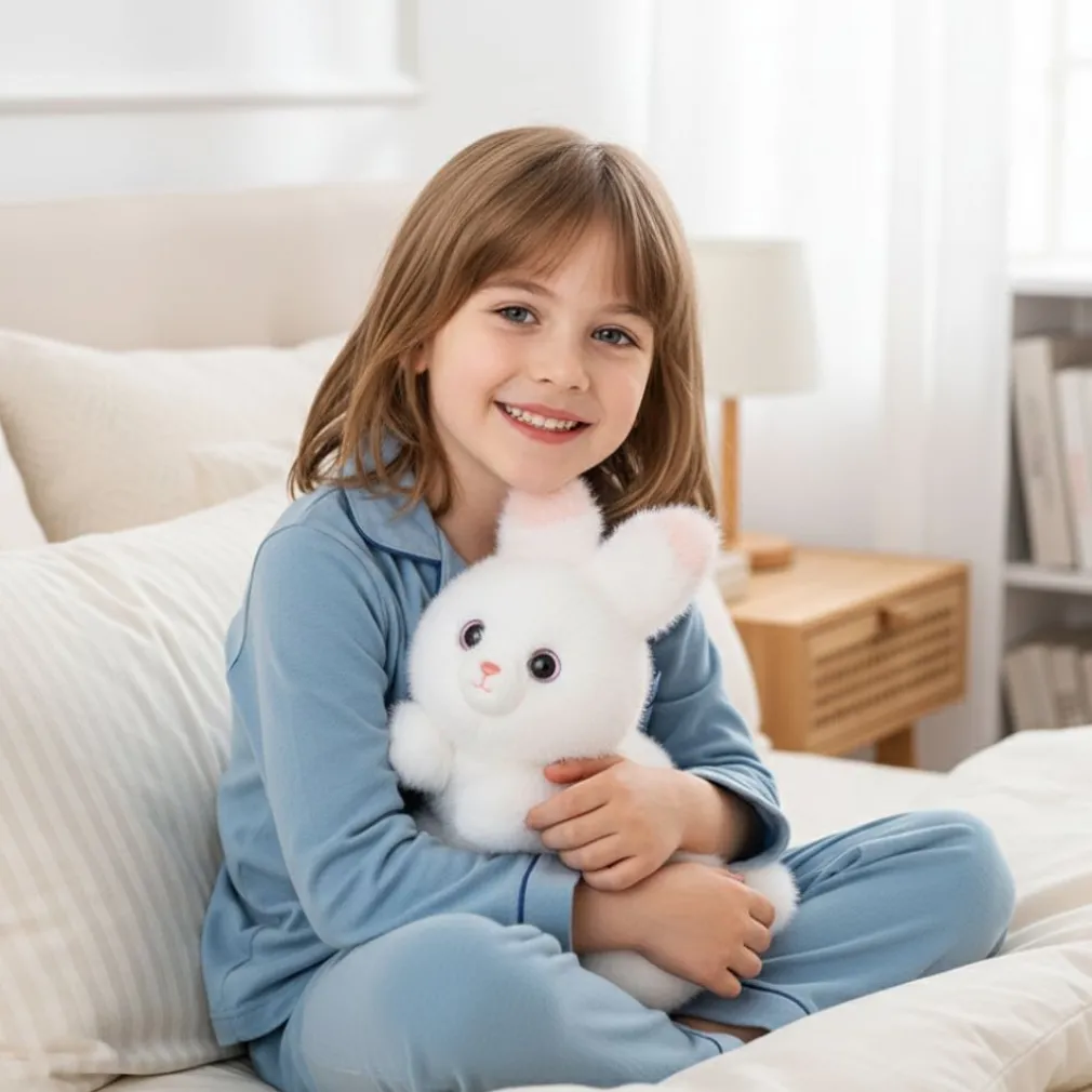 Peluche lestée lapin blanc