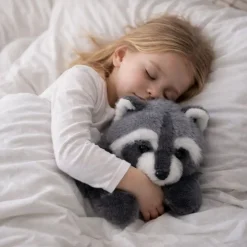 Peluche lestée raton laveur gris