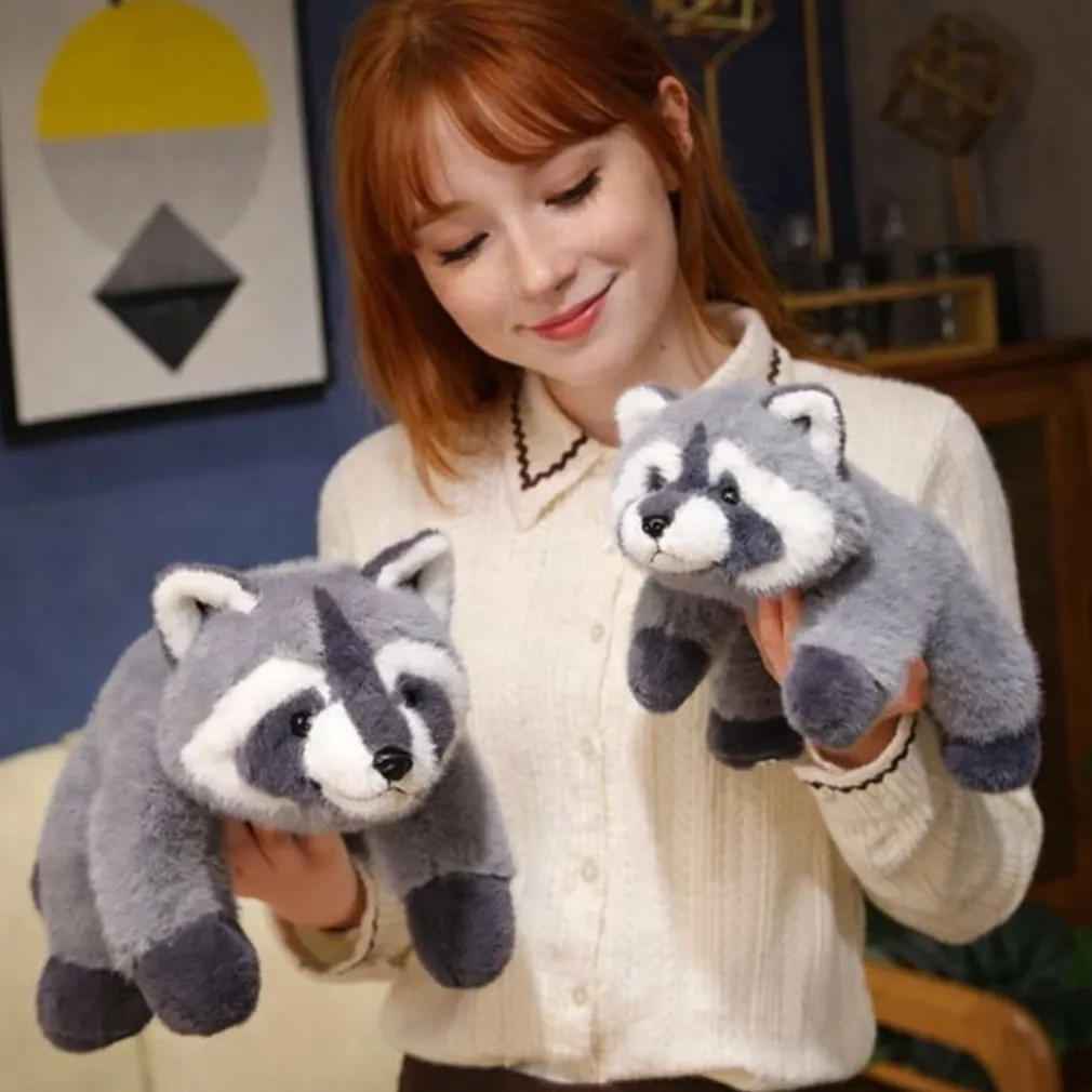 Peluche lestée raton laveur gris