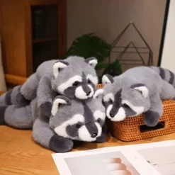 Peluche lestée raton laveur gris