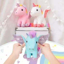 Peluche licorne avec ailes scintillantes
