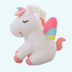 Peluche licorne blanche arc-en-ciel