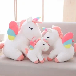 Peluche licorne blanche arc-en-ciel