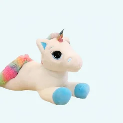 Peluche licorne bleu arc-en-ciel
