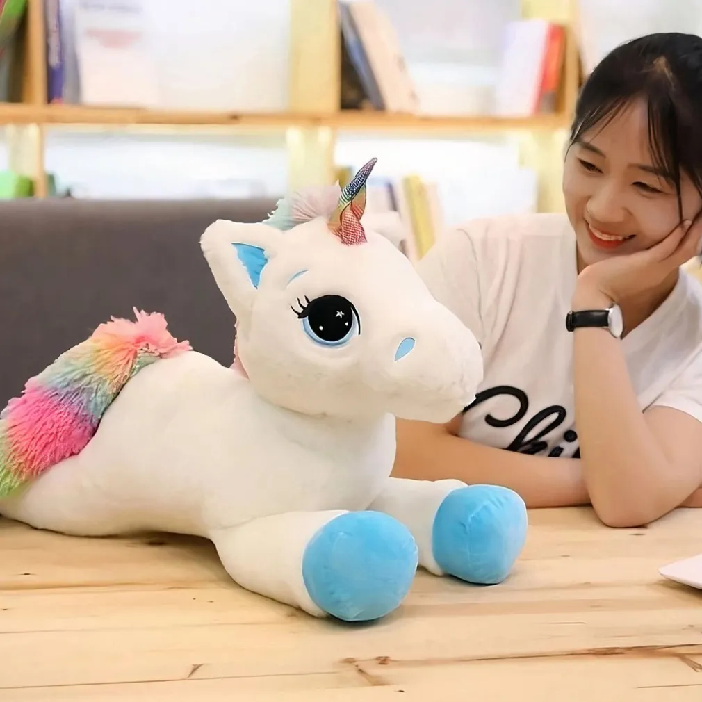 Peluche licorne bleu arc-en-ciel