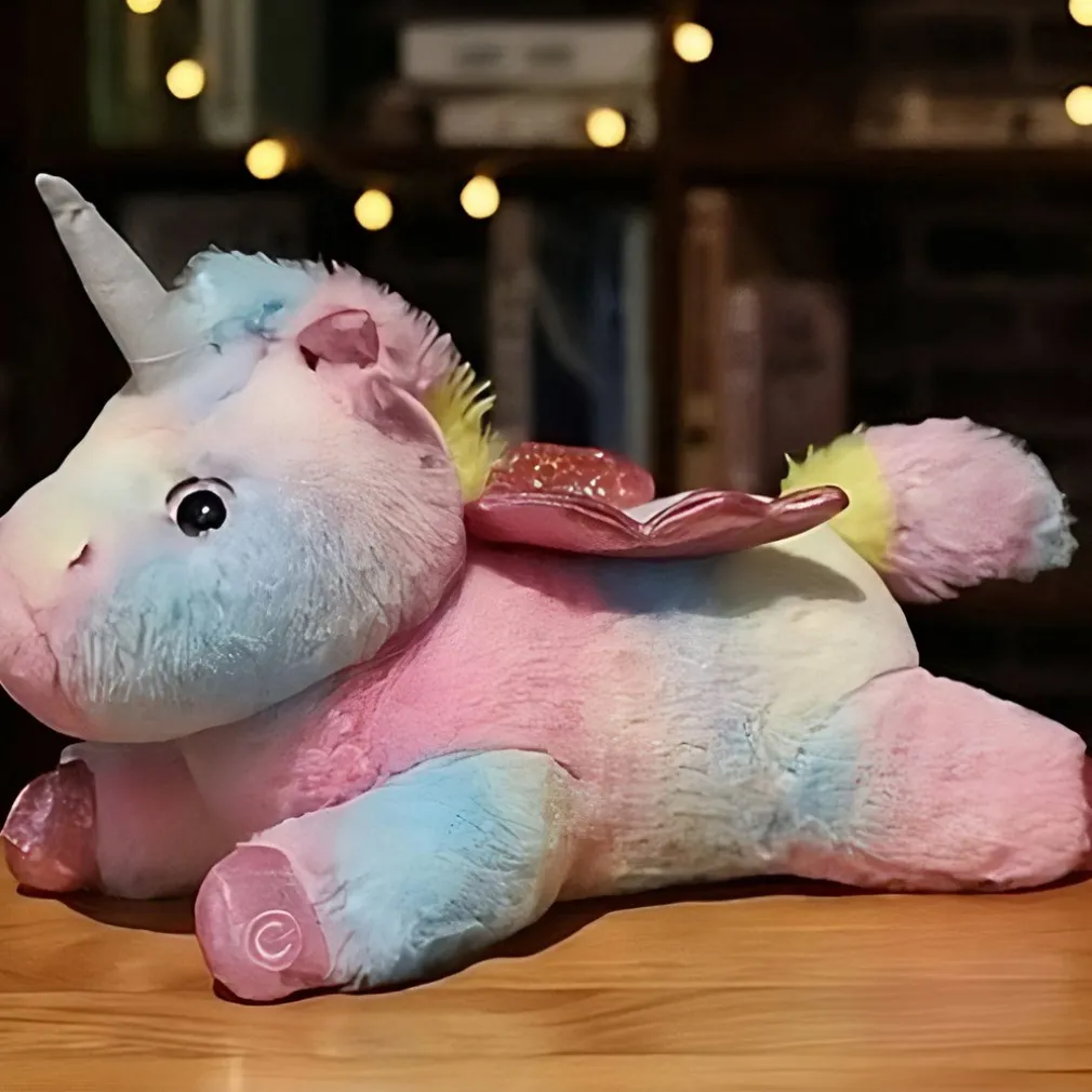 Peluche licorne multicolore lumineuse pour enfants