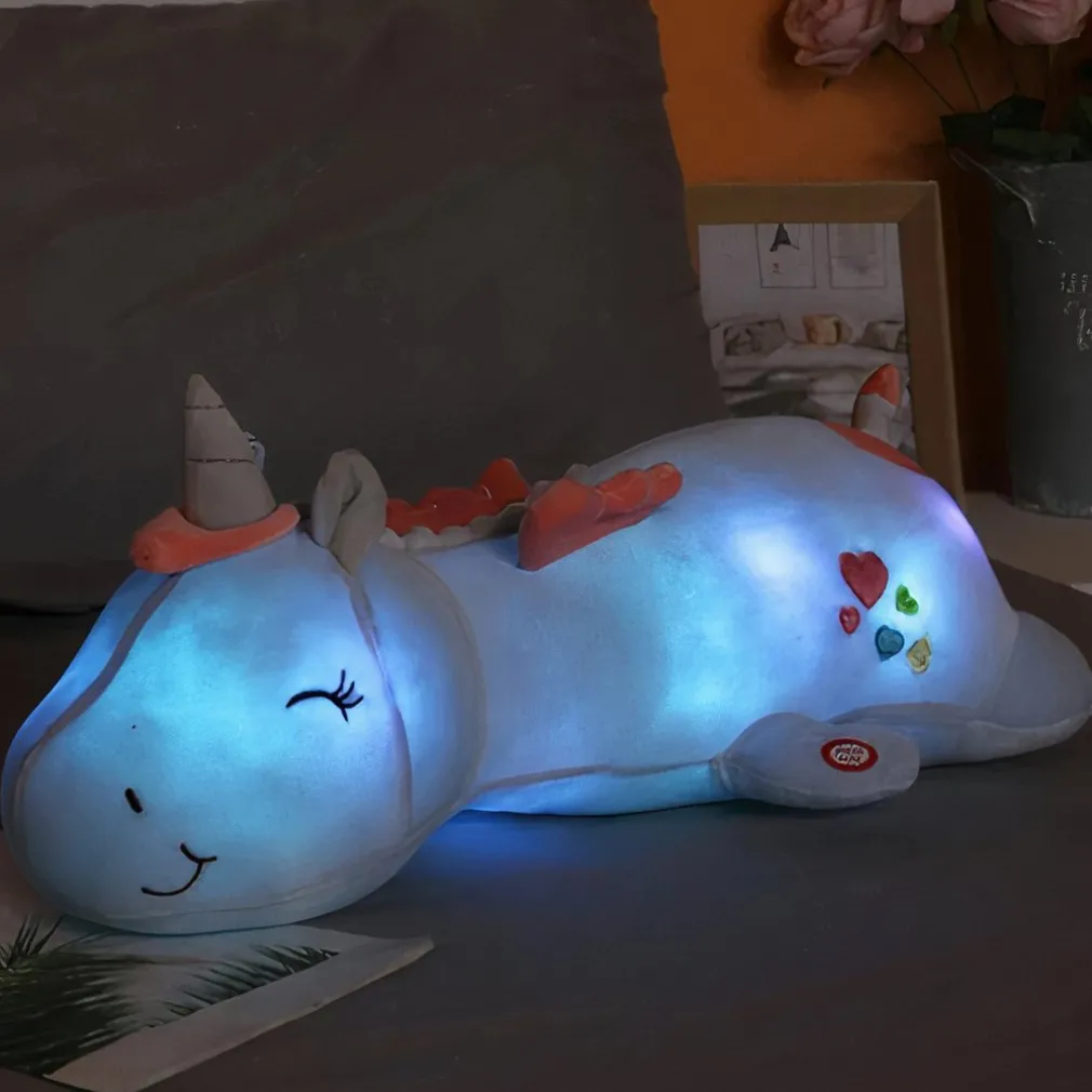 Peluche licorne oreiller lumineuse
