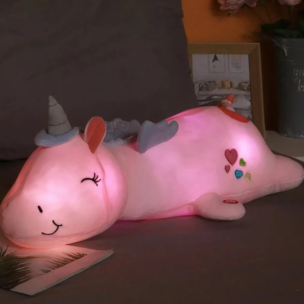 Peluche licorne oreiller lumineuse
