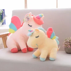 Peluche licorne rose arc-en-ciel
