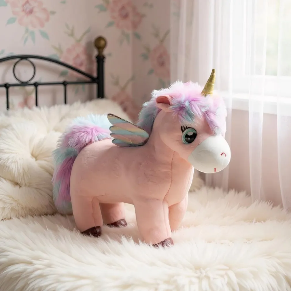 Peluche licorne rose trop mignonne