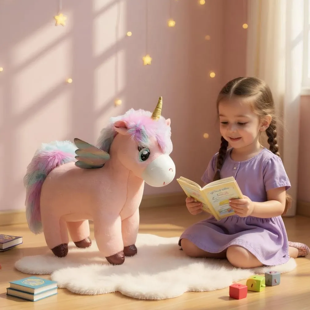 Peluche licorne rose trop mignonne