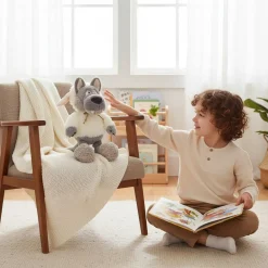 Peluche loup déguisé en mouton blanc