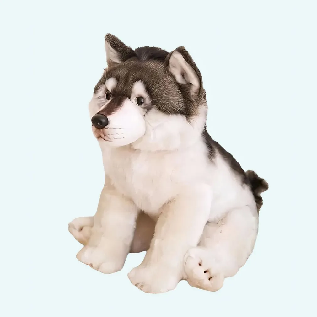 Peluche loup gris et blanc mignon