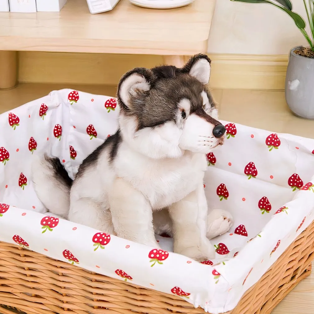 Peluche loup gris et blanc mignon