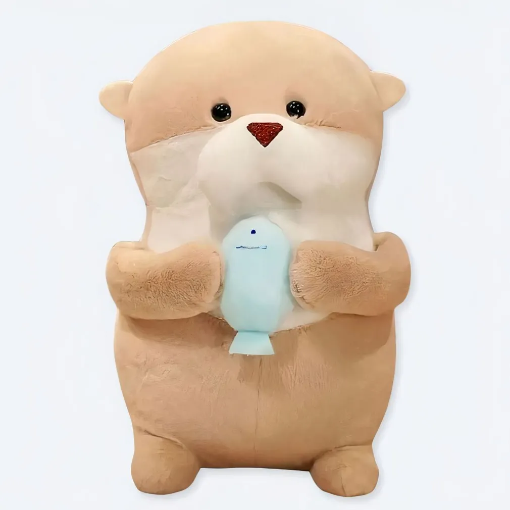 Peluche loutre avec son poisson