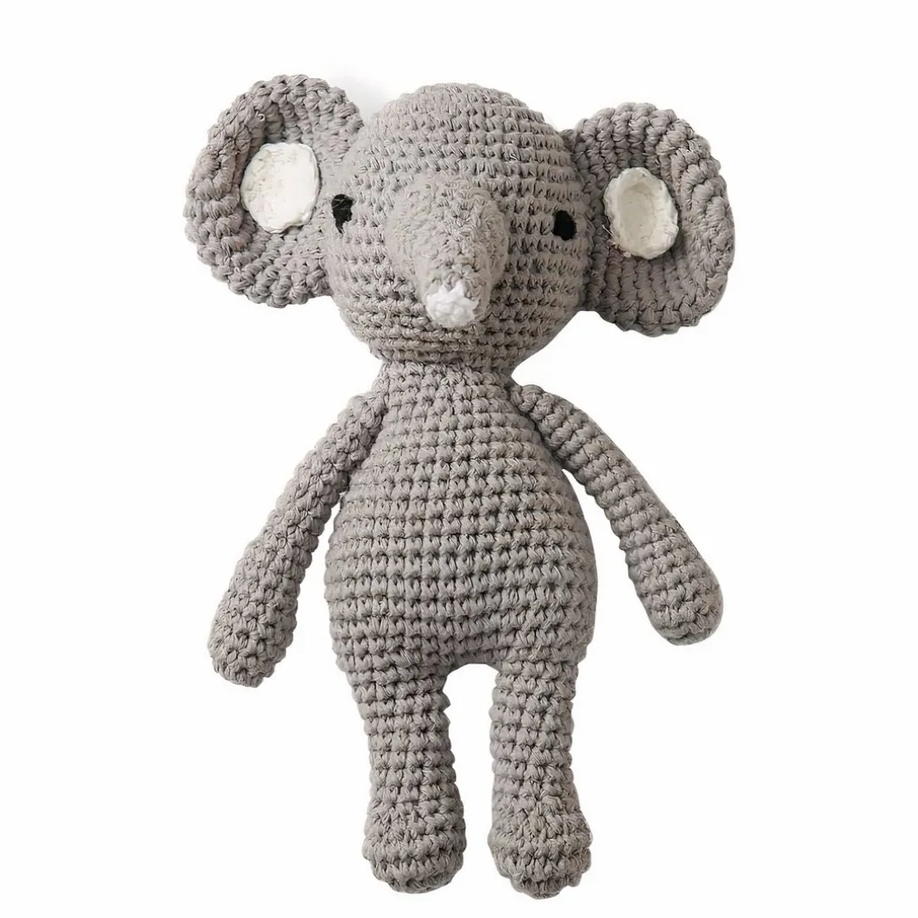 Peluche éléphant hochet en tricot