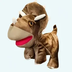 Peluche marionnette dinosaure marron