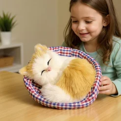 Peluche mini chat endormi