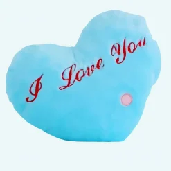 Peluche oreiller bleu I Love You