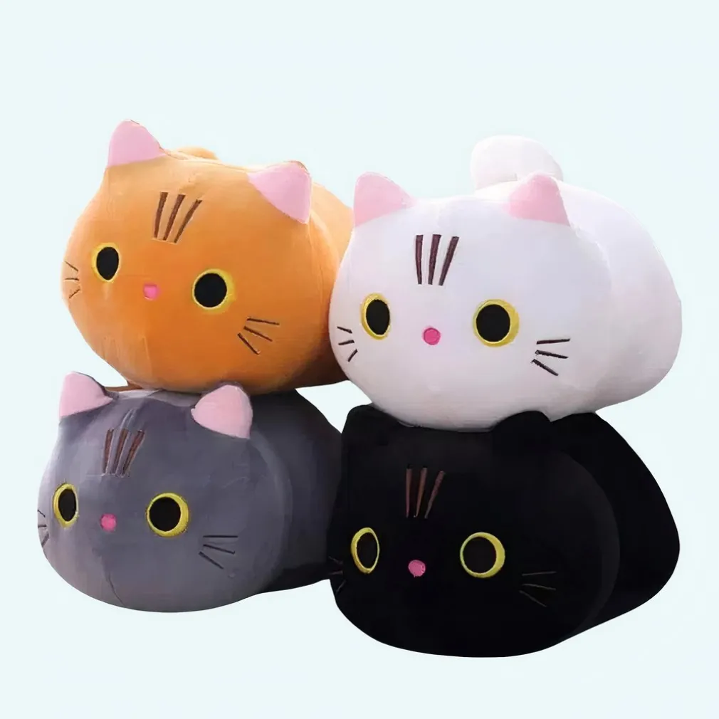 Peluche oreiller chat grands yeux