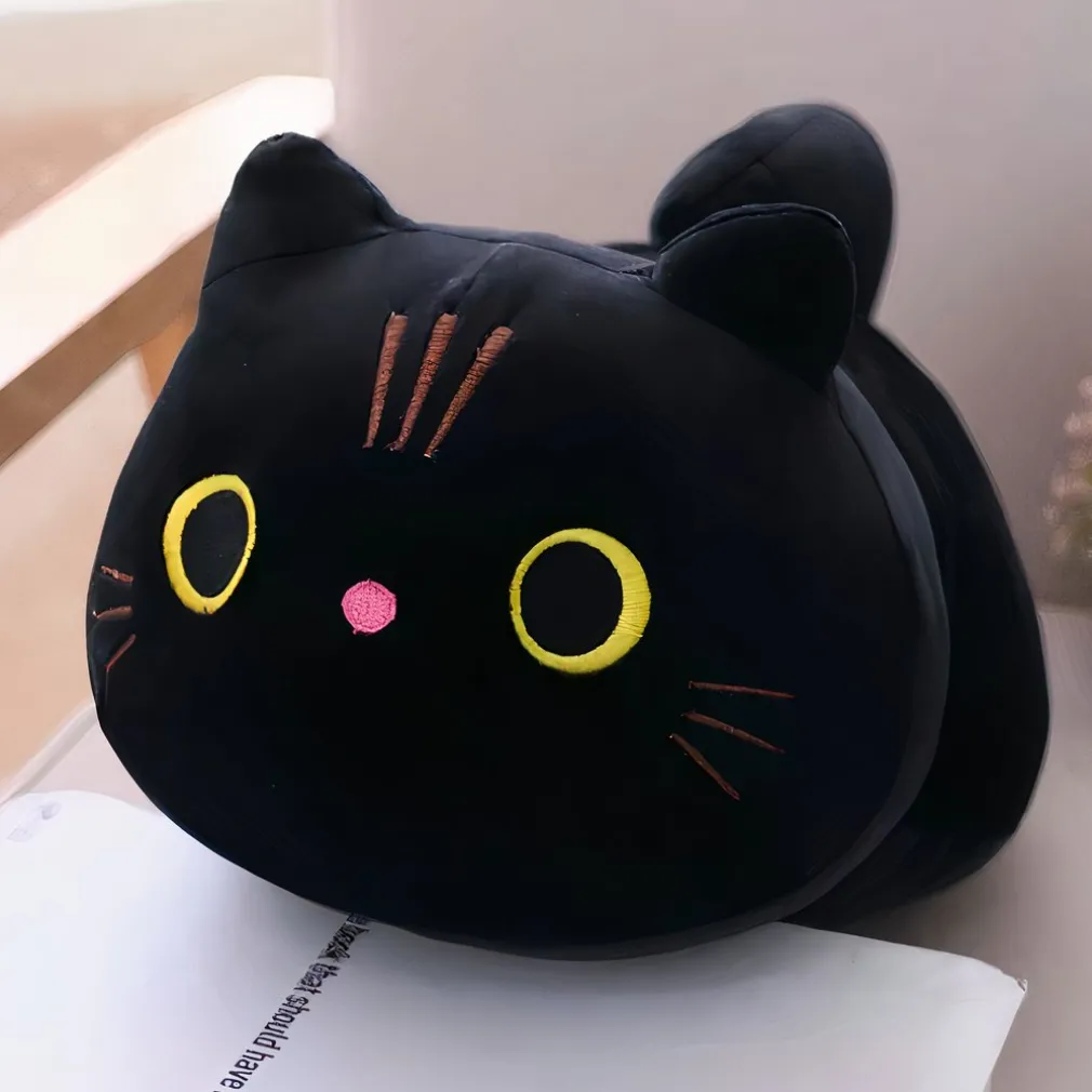 Peluche oreiller chat grands yeux