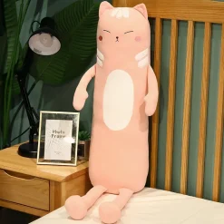 Peluche oreiller chat long