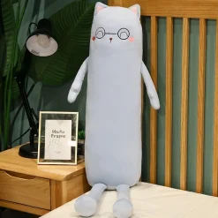 Peluche oreiller chat long