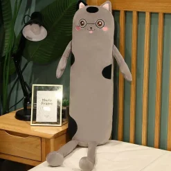 Peluche oreiller chat long