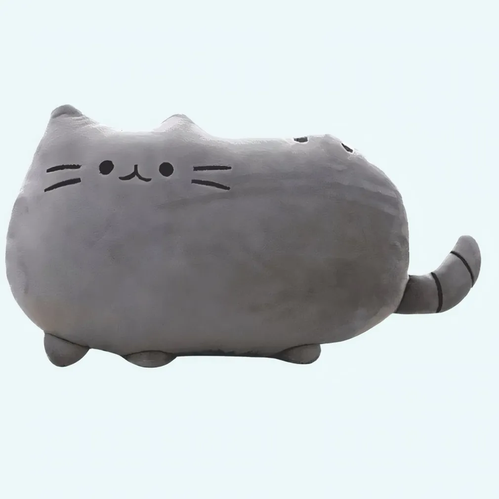 Peluche oreiller chat super mignonne grise