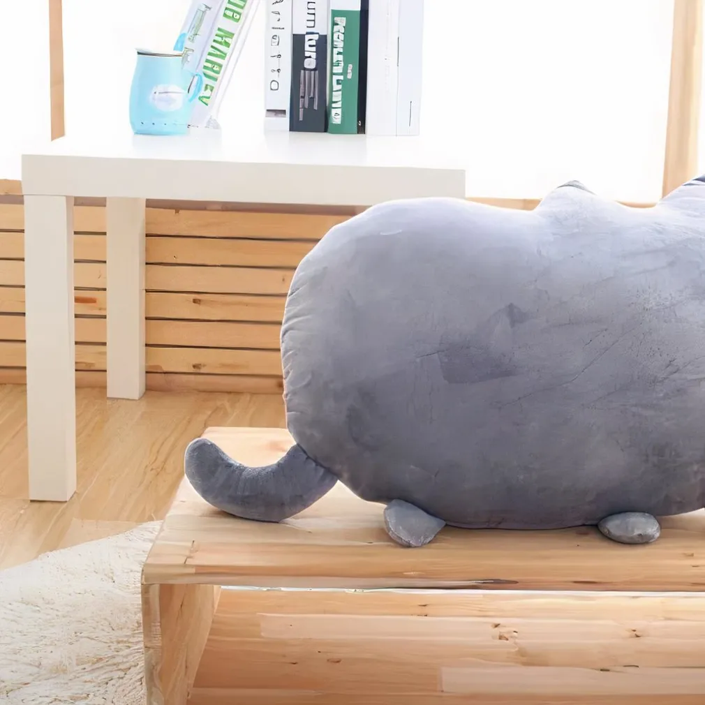 Peluche oreiller chat super mignonne grise