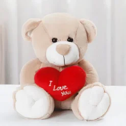 Peluche ours beige amour
