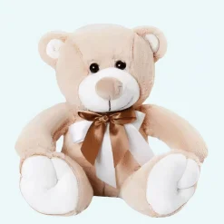 Peluche ours beige noeud