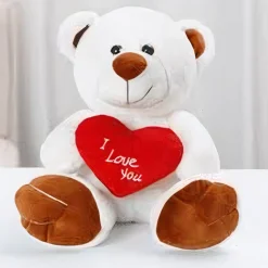 Peluche ours blanc amour
