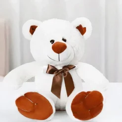 Peluche ours blanc noeud
