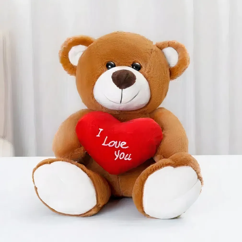 Peluche ours brun amour