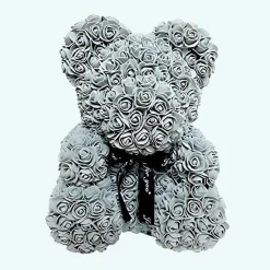Peluche ours en fleurs grise