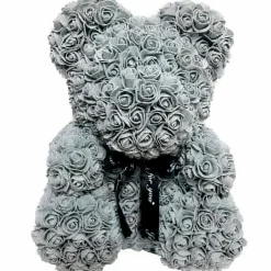 Peluche ours en fleurs grise