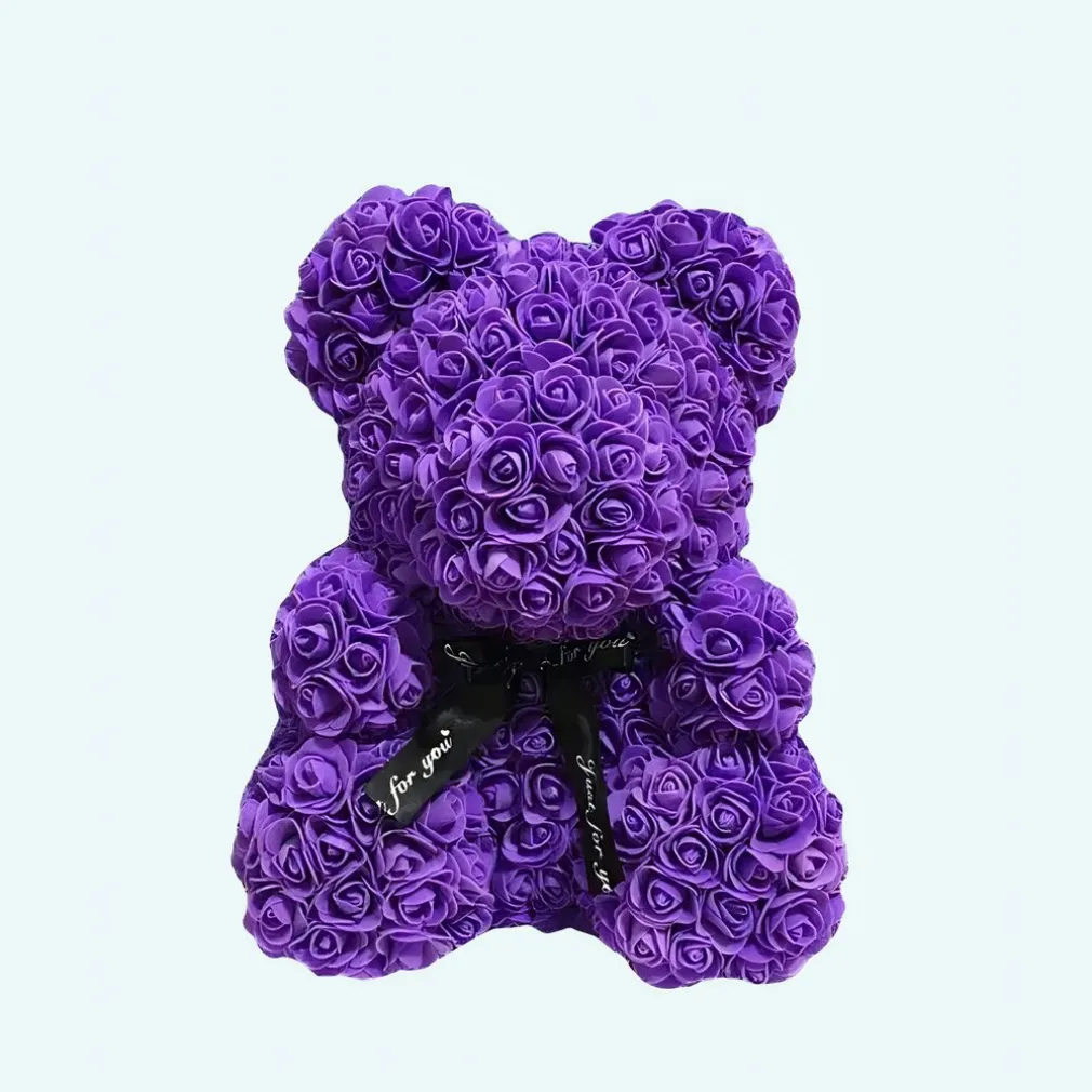 Peluche ours en fleurs violette