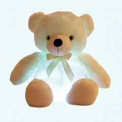 Peluche ours oreiller LED blanche