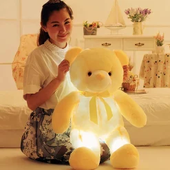 Peluche ours oreiller LED jaune