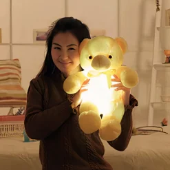Peluche ours oreiller LED jaune