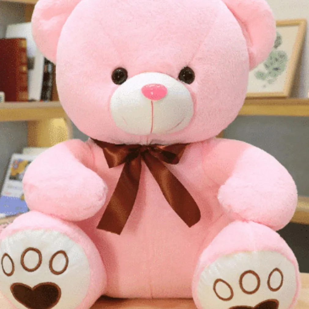 Peluche ours rose à croquer
