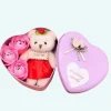 Peluche ours rose coffret amour