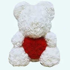 Peluche ours roses blanches